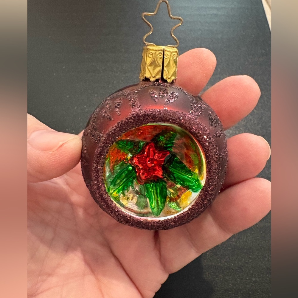 Festive, Reflector Ball Holiday Ornament with Red and Green Accents - Picture 5 of 5